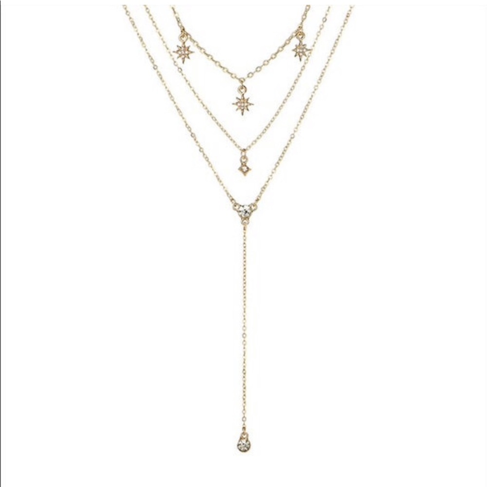 Bohemian|Boho Crystal Star Charms Layered Necklace - Picture 1 of 4
